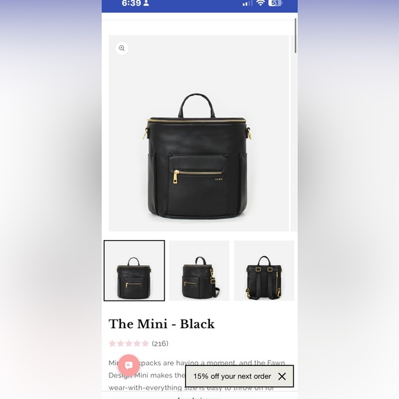 Fawn Design Handbags - Fawn Design Black Bag with Gold Details